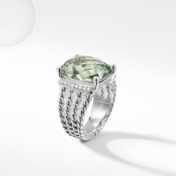 NEW IN BOX - David Yurman Wheaton Ring with Prasiolite and Diamonds - Picture 2 of 8